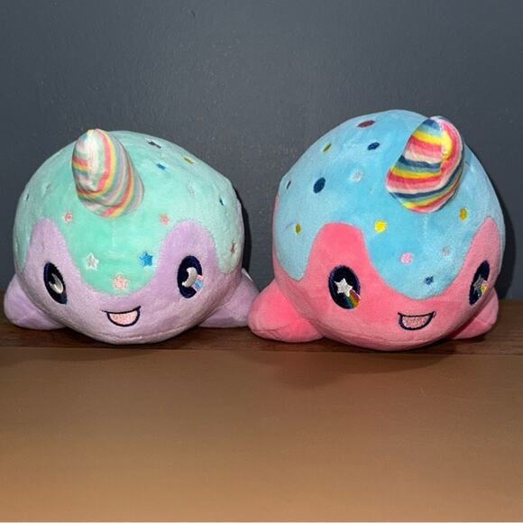 Aurora Tasty Peach Studios Pastel Lollipop 8” Narwhal Whale 2 pc Plushies 2021 - Picture 13 of 13